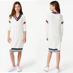 Free assembly Girls XXL White Cable Knit V-Neck Sweater Dress size 18